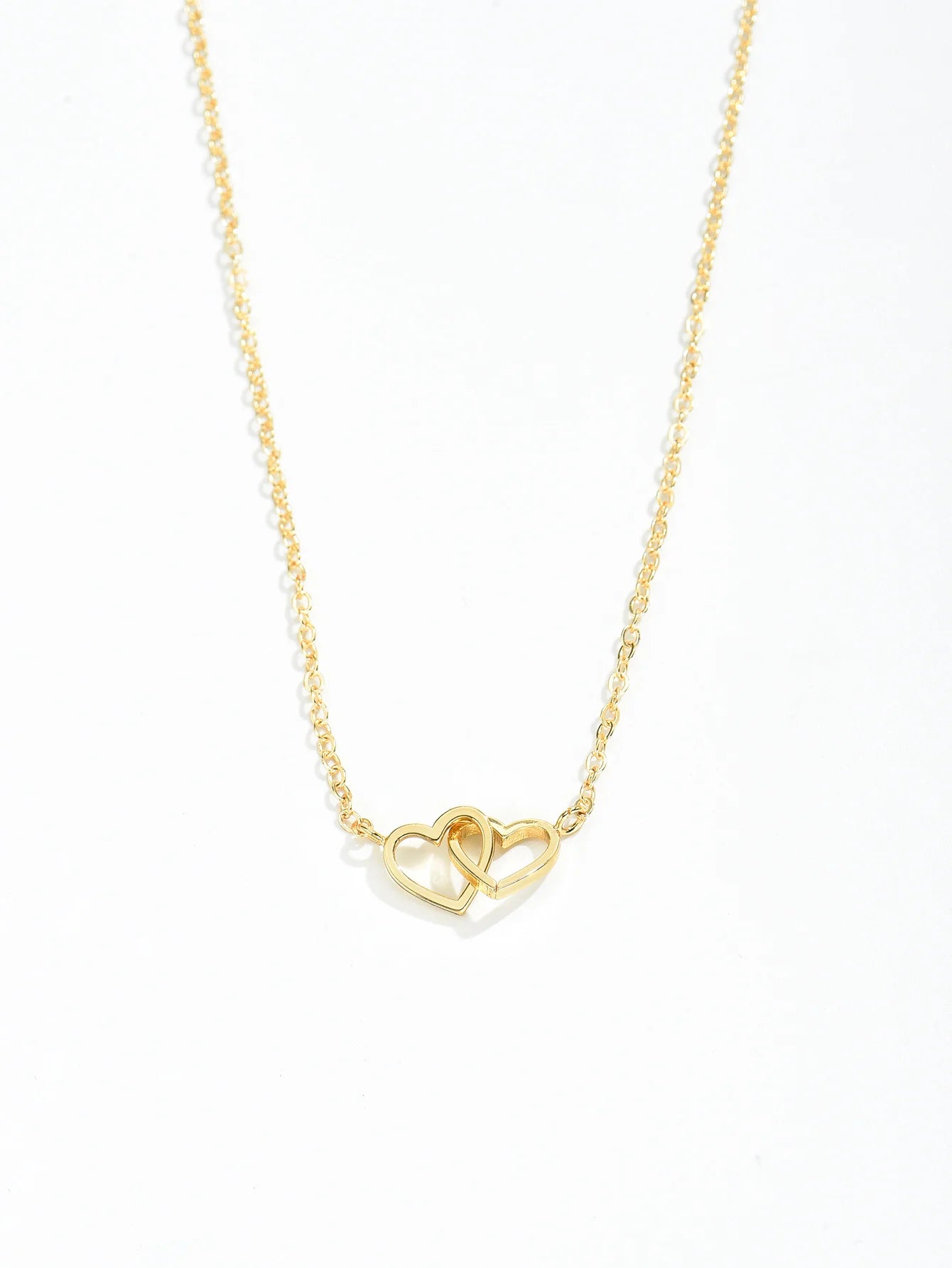 Tiny Cute Double Hollow Heart Chain Necklace